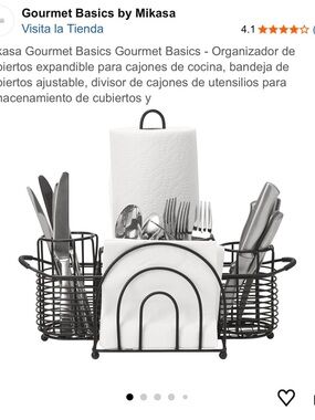 Mikasa Black Wire Cutlery, Napkin and Paper Towel Caddy